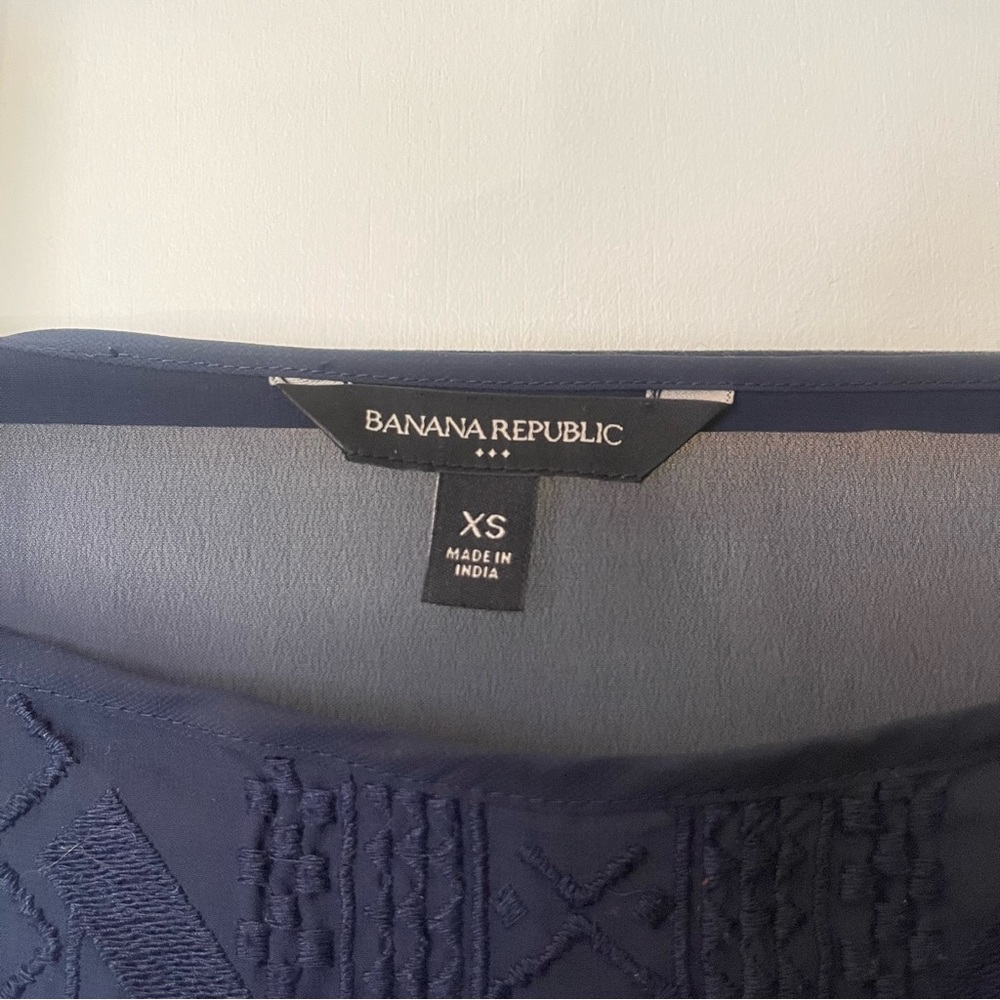 Navy Blue Embroidered Banana Republic Sheer Top - Picture 8 of 8